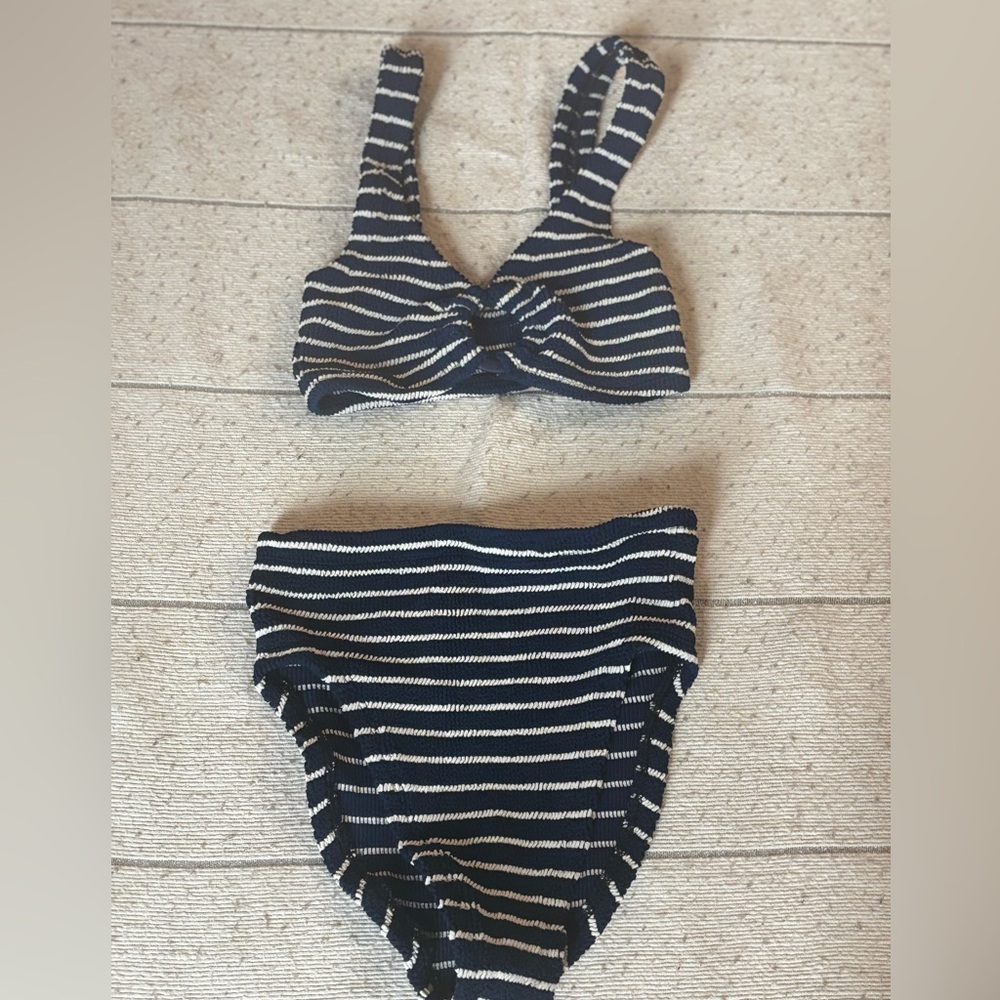 Hunza G Nadine Stripe Bikini Navy/White One Size